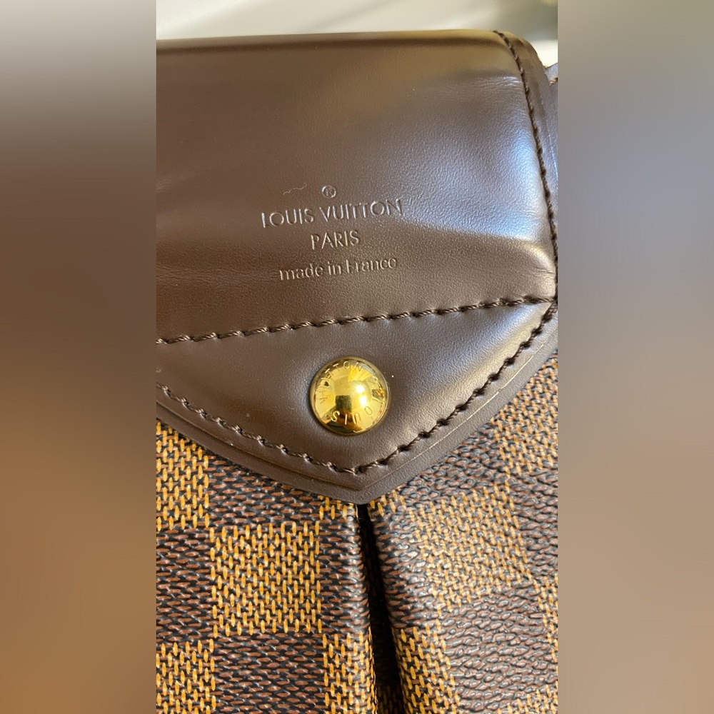 Checkered Brown Designer Handbag - Picture 7 of 7